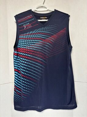 Atlas for Men Navy Graphic Athletic Tank Top Lightweight Summer Beach Shirt